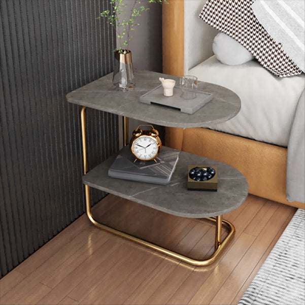 Glam 20'' Metal Tall Night Table Stone Top Open Storage Accent Table Nightstand with Legs