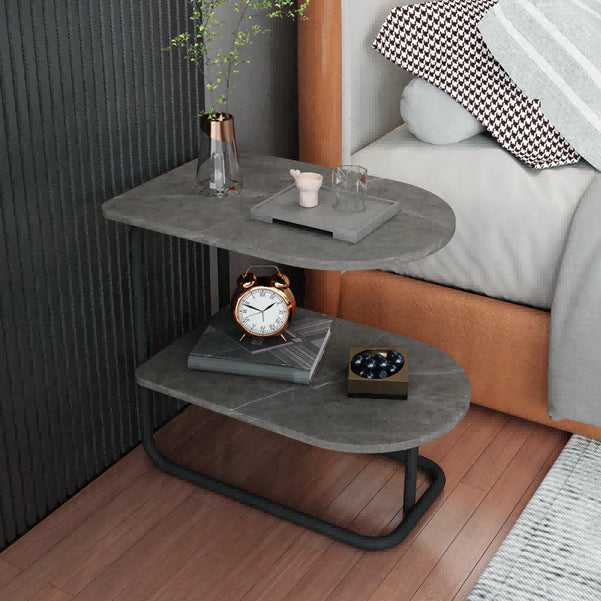 Glam 20'' Metal Tall Night Table Stone Top Open Storage Accent Table Nightstand with Legs