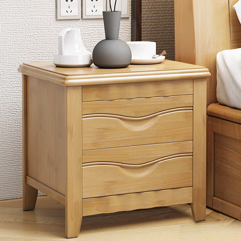 2-drawer Solid Wood Nightstand Modern Oak Legs Included Night Table with Lock