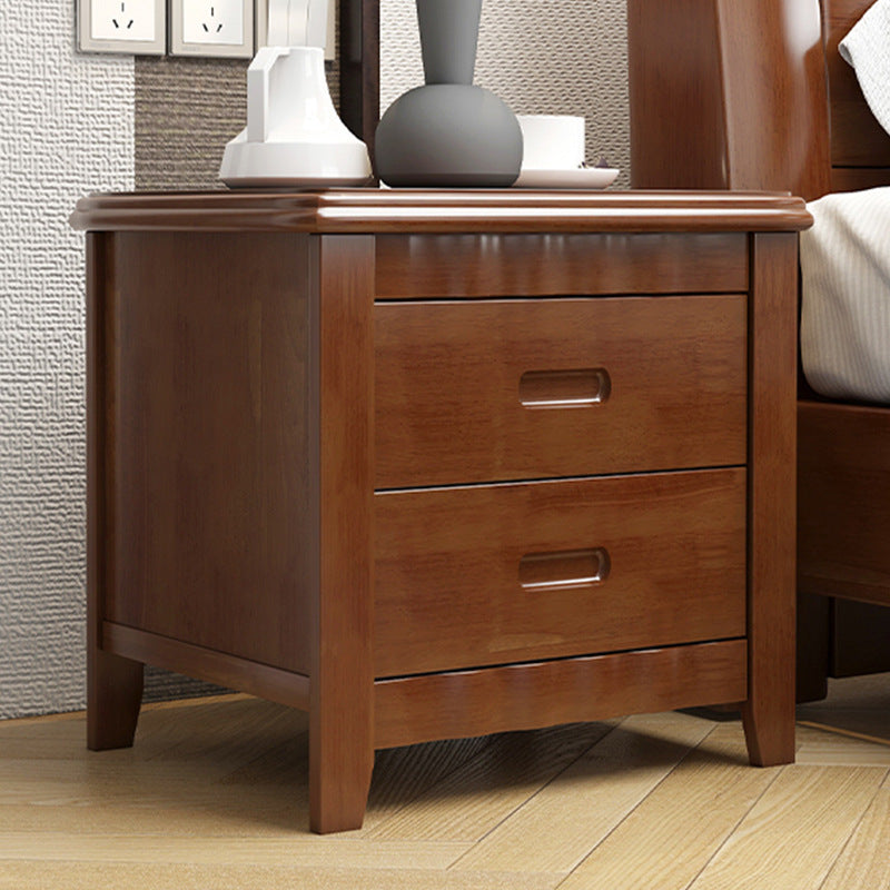 2-drawer Solid Wood Nightstand Modern Oak Legs Included Night Table with Lock