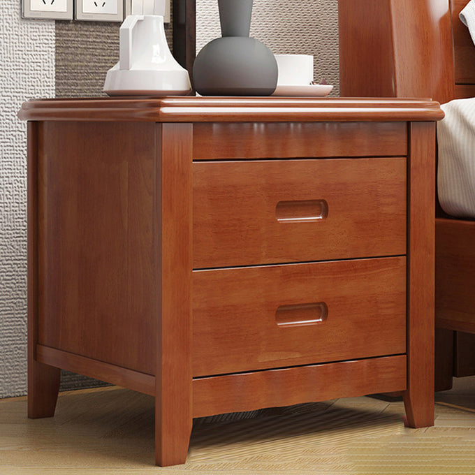 2-drawer Solid Wood Nightstand Modern Oak Legs Included Night Table with Lock