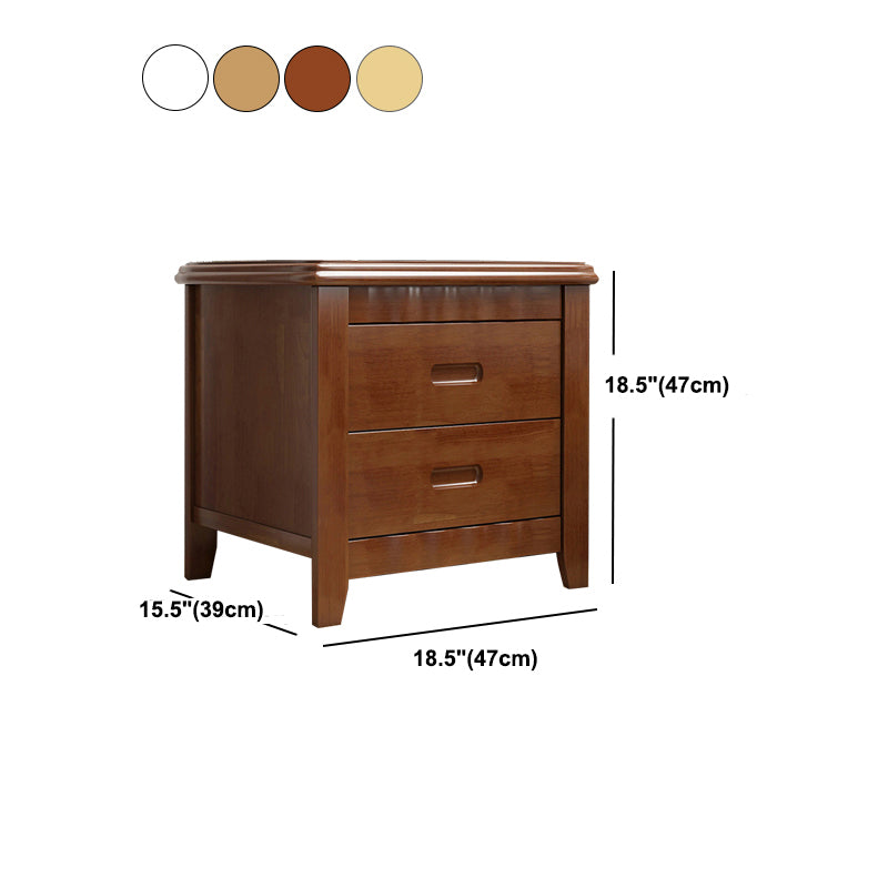 2-drawer Solid Wood Nightstand Modern Oak Legs Included Night Table with Lock