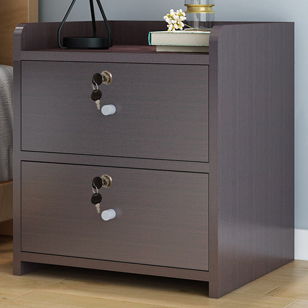 Artificial Panel 18'' Tall Nightstand Drawer Storage Modern Bed Nightstand with Lock