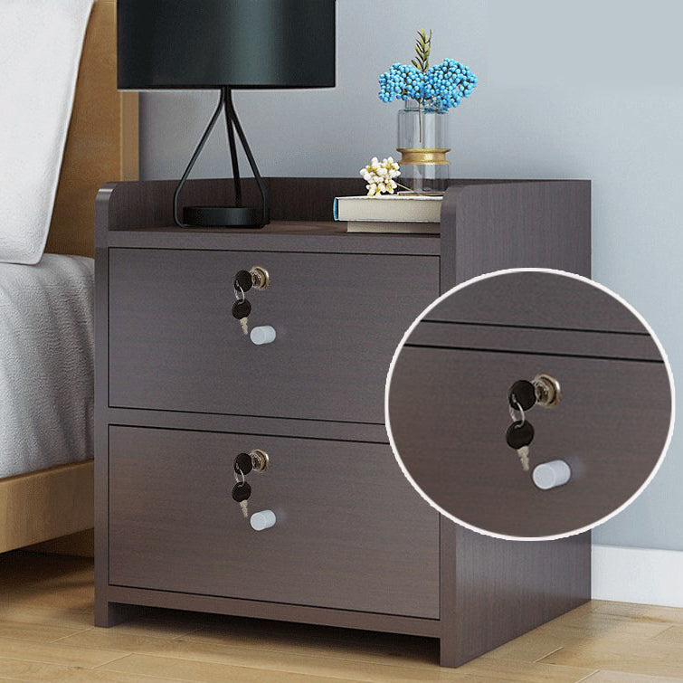 Artificial Panel 18'' Tall Nightstand Drawer Storage Modern Bed Nightstand with Lock