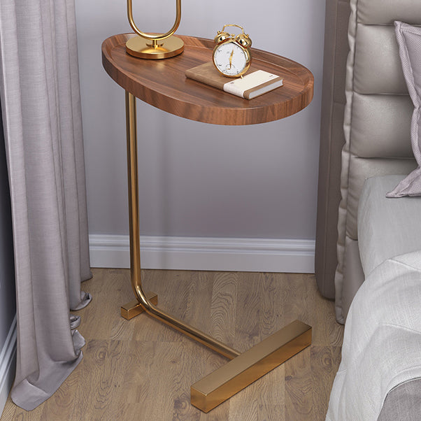 Modern Metal Night Table Artificial Timber Non-Strorage Bedside Cabinet with Leg