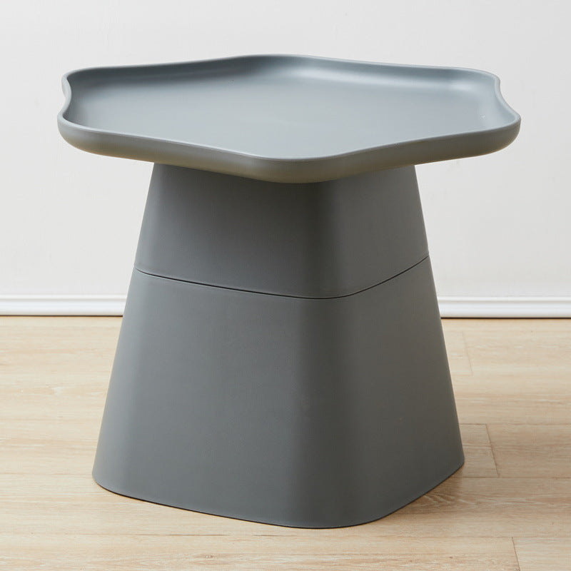 Plastics Modern Nightstand Non-Storage Round Accent Table Nightstand in Grey/Pink/Yellow