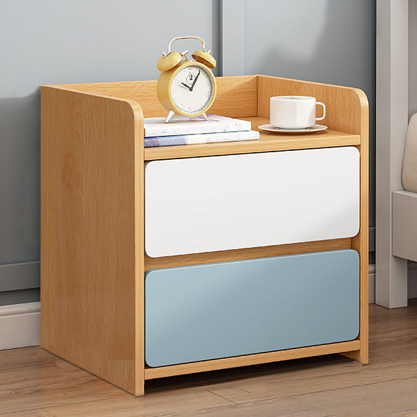 Modern Artificial Timber Bed Nightstand Medium Wood Night Table with Drawer