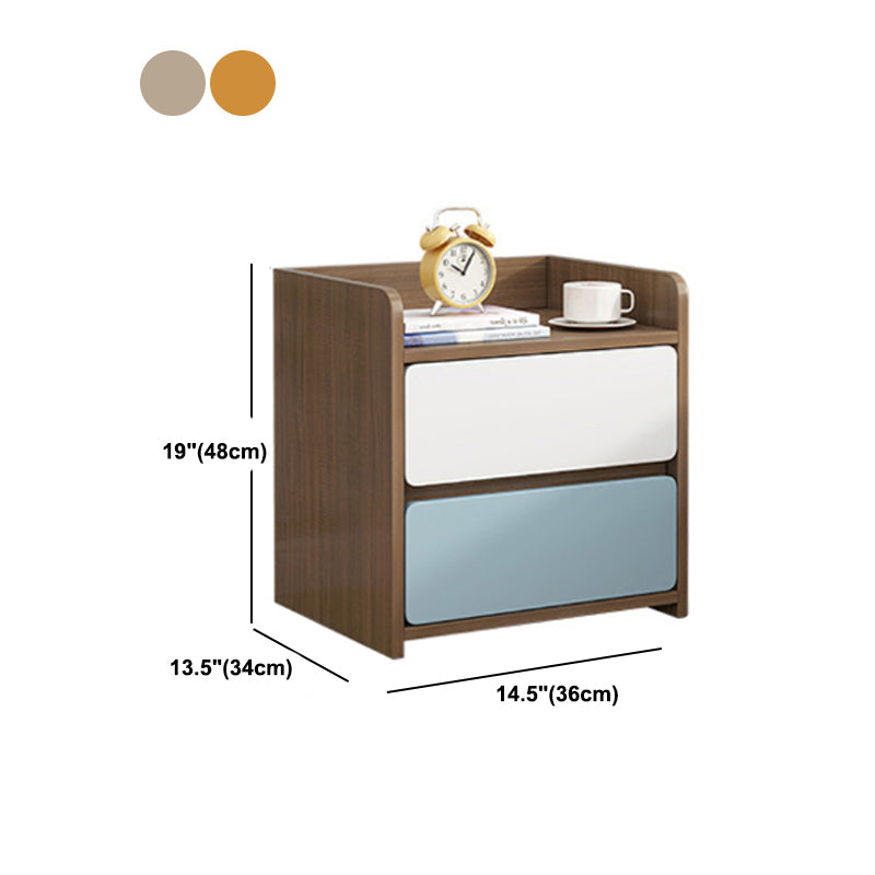 Modern Artificial Timber Bed Nightstand Medium Wood Night Table with Drawer