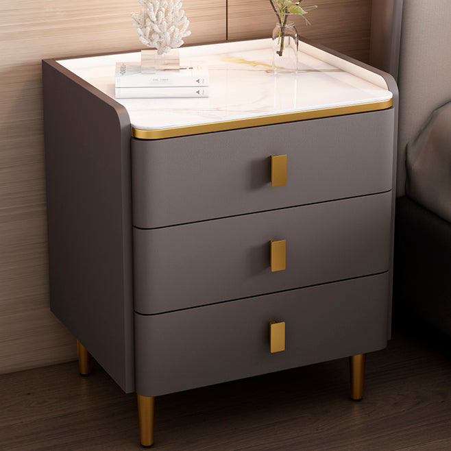 Glam Wood-Based Panel Accent Table Nightstand Drawer Storage Night Table with Legs