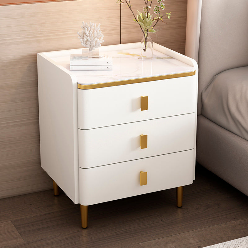 Glam Wood-Based Panel Accent Table Nightstand Drawer Storage Night Table with Legs