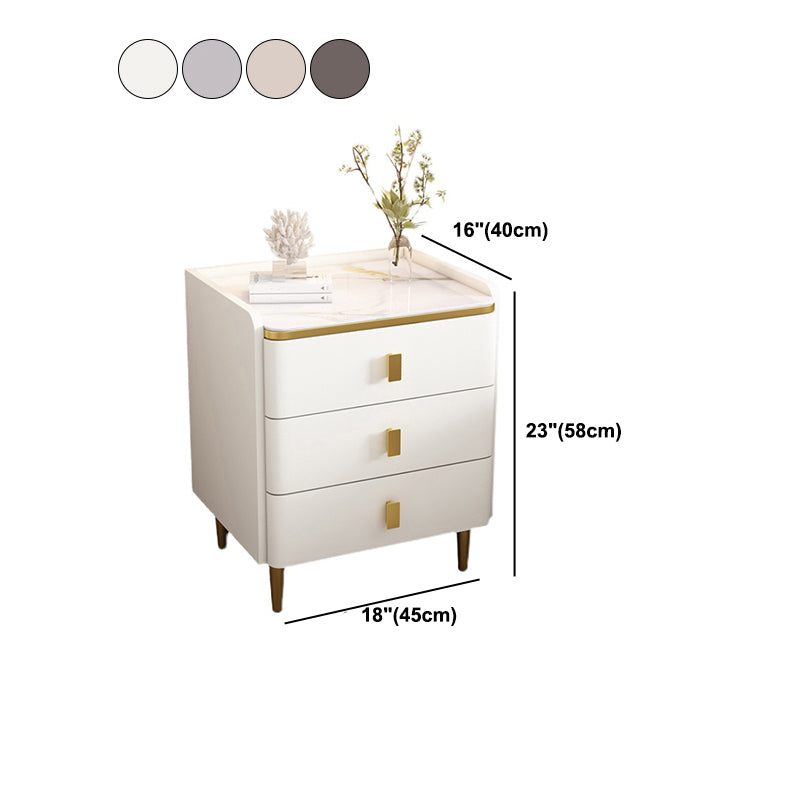 Glam Wood-Based Panel Accent Table Nightstand Drawer Storage Night Table with Legs