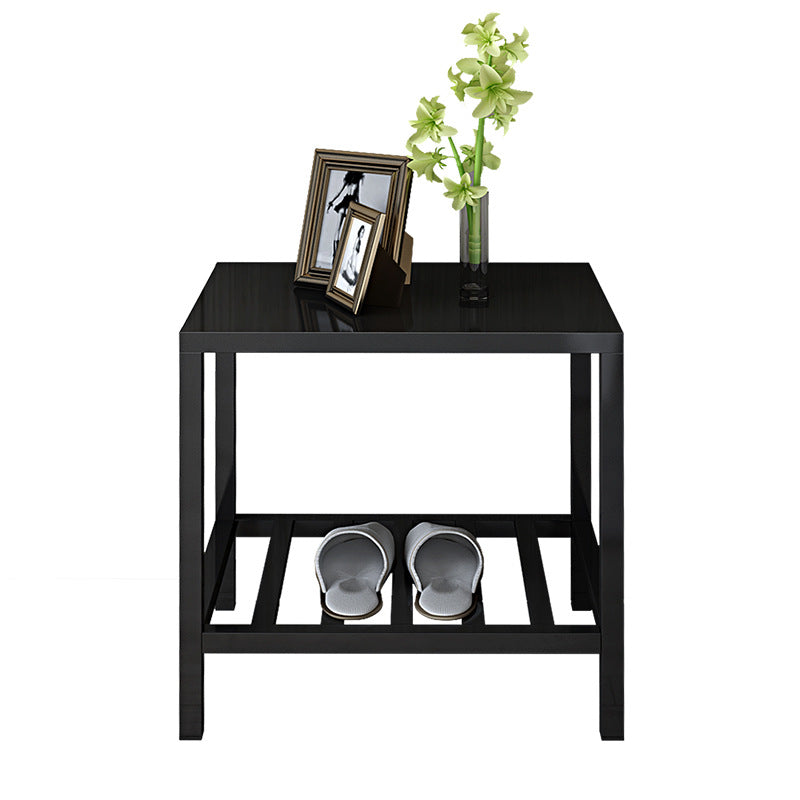 Black 20'' Tall Accent Table Nightstand Modern Metal 1-Shelf Bedside Cabinet