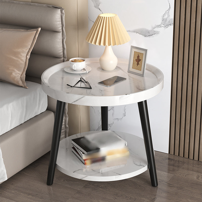 19'' Tall Modern Night Table Plates Round Open Storage Bed Nightstand with Legs