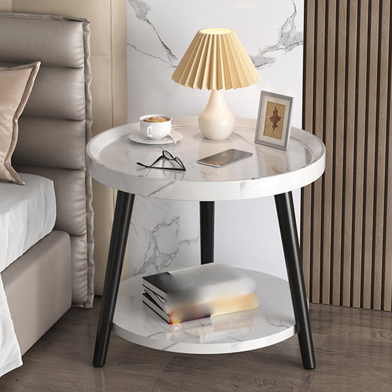 19'' Tall Modern Night Table Plates Round Open Storage Bed Nightstand with Legs