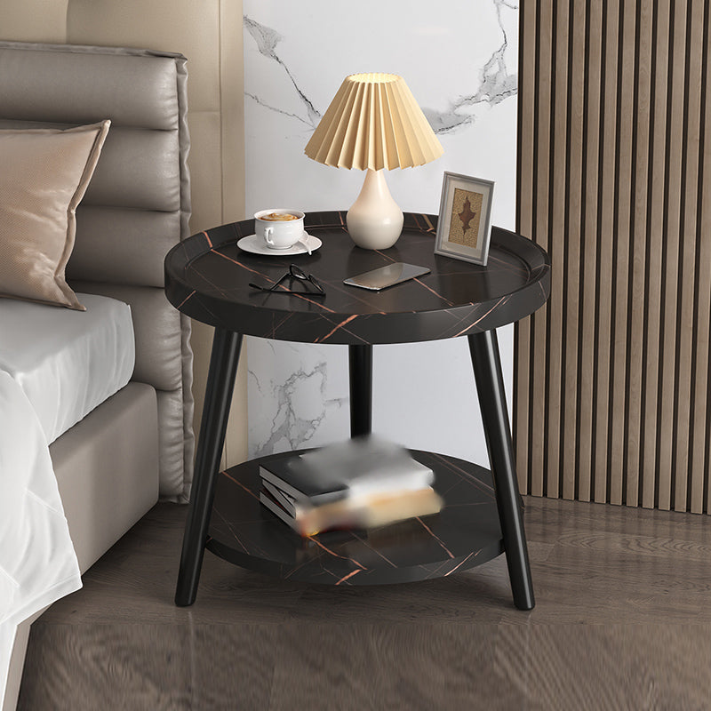 19'' Tall Modern Night Table Plates Round Open Storage Bed Nightstand with Legs