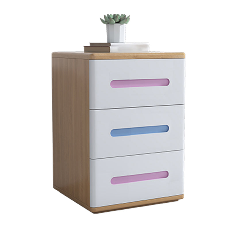 3-Drawer Solid Wood Nightstand Rubber Wood Modern Bedside Cabinet