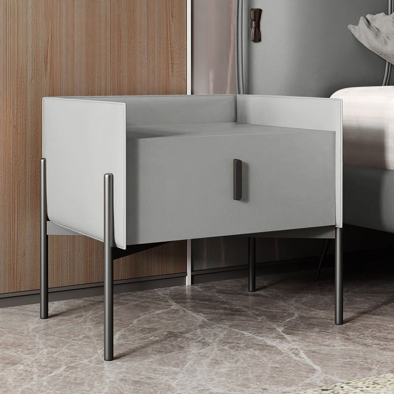 Modern Drawer Storage Nightstand Faux Leather Bed Nightstand with Legs