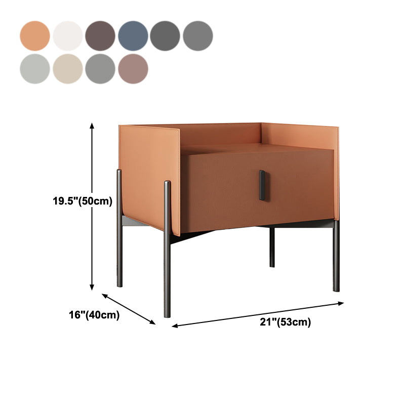 Modern Drawer Storage Nightstand Faux Leather Bed Nightstand with Legs