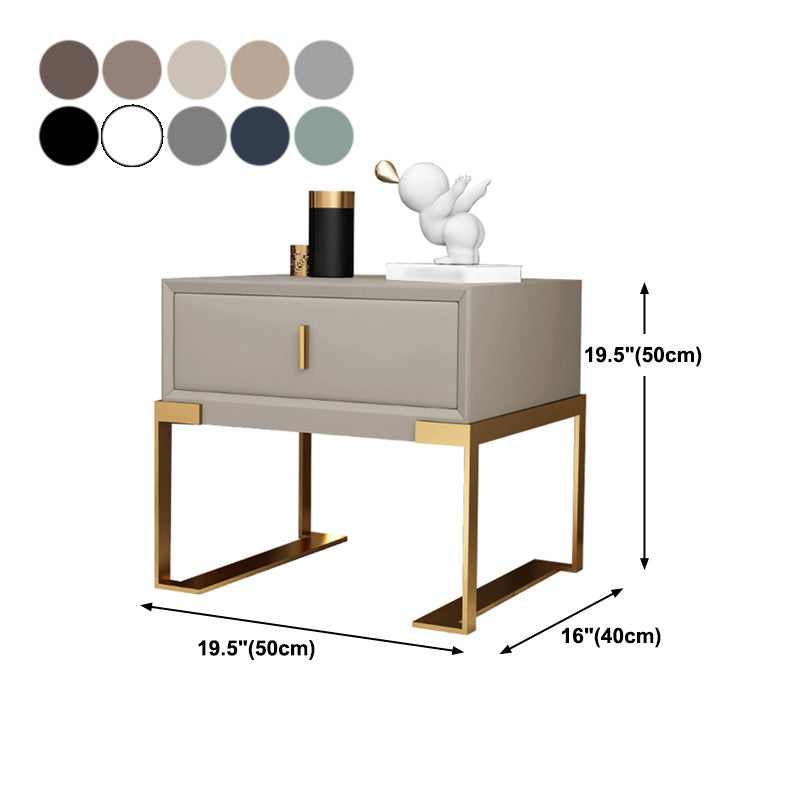 20'' Tall Glam Accent Table Nightstand Drawer Storage Faux Leather Nightstand with Legs