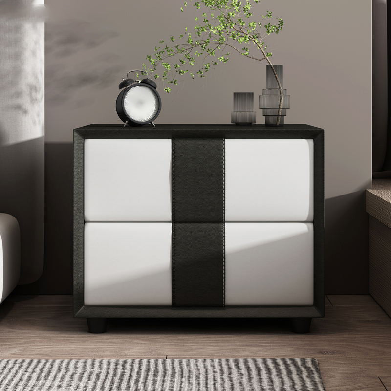 Drawer Storage Bed Nightstand 16'' Tall Faux Leather Modern Nightstand