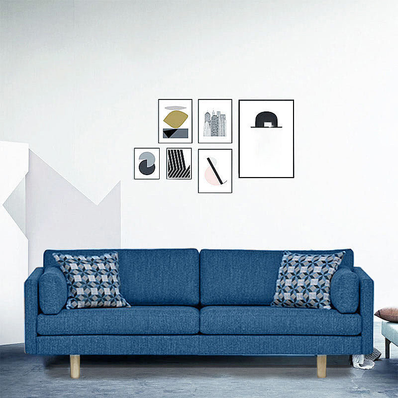 Contemporary Linen Square Arm Sofa Standard Sofa for Living Room, Apartment