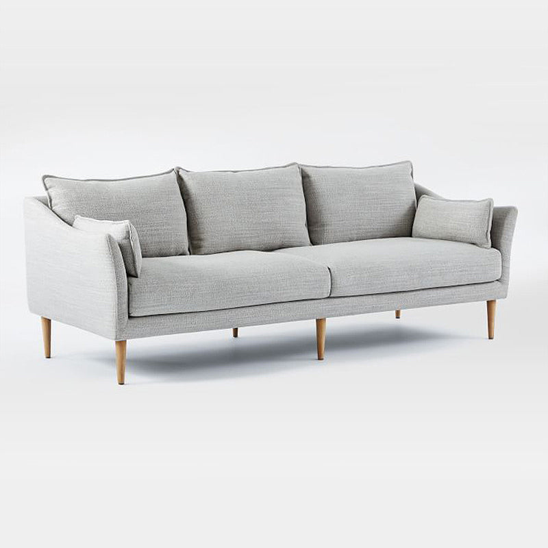 Linen Modern Sloped Arm Sofa Wooden Standard Sofa for Living Room, Apartment