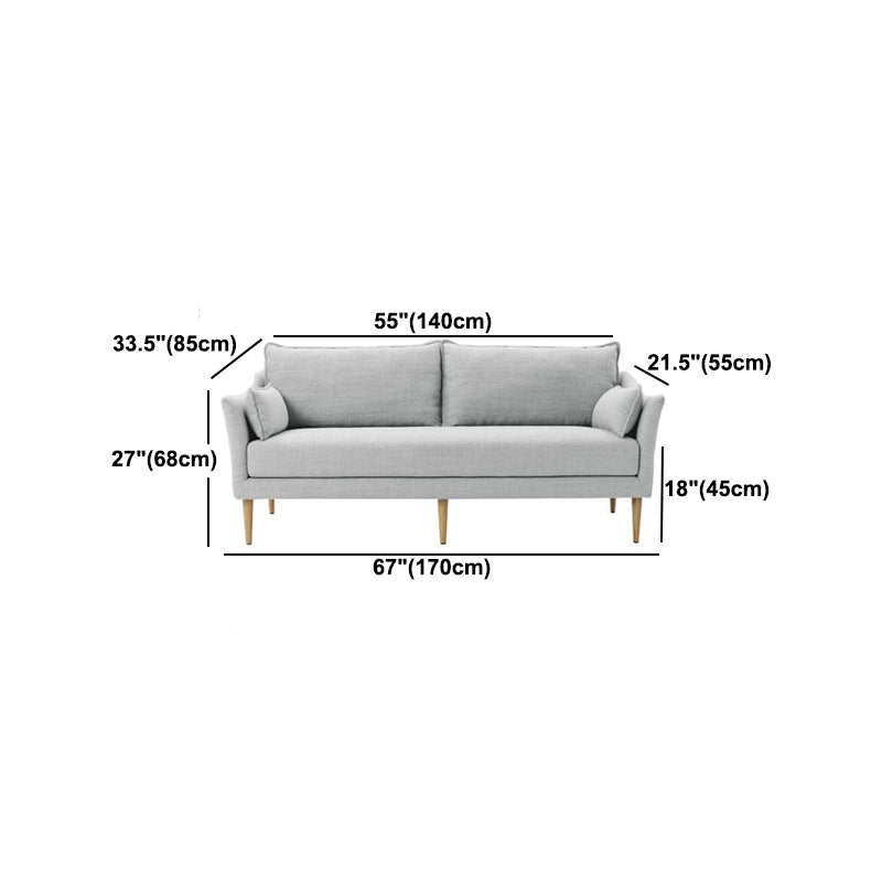 Linen Modern Sloped Arm Sofa Wooden Standard Sofa for Living Room, Apartment