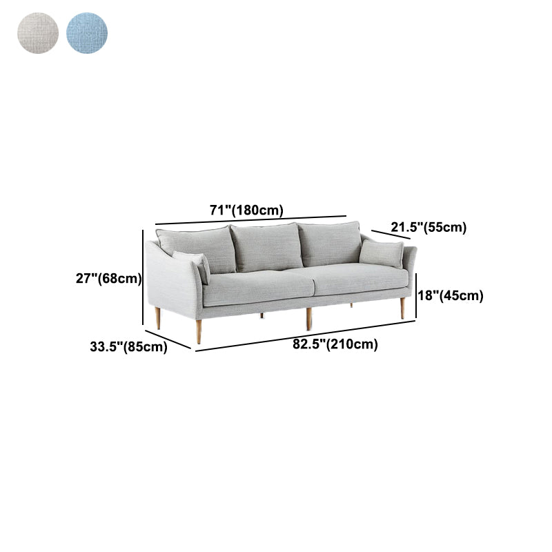 Linen Modern Sloped Arm Sofa Wooden Standard Sofa for Living Room, Apartment