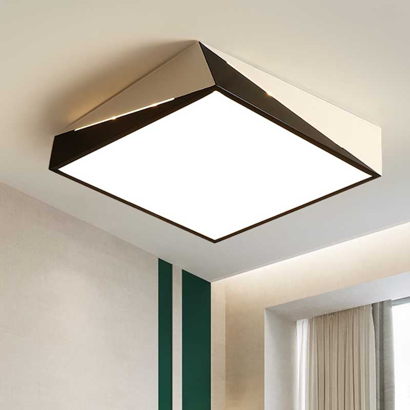 Luz empotrada acrílica de diseño dividido LED para sala de estar montaje empotrado en techo blanco y negro en luz blanca/cálida, 16 "/ 19,5"/23,5 "de ancho