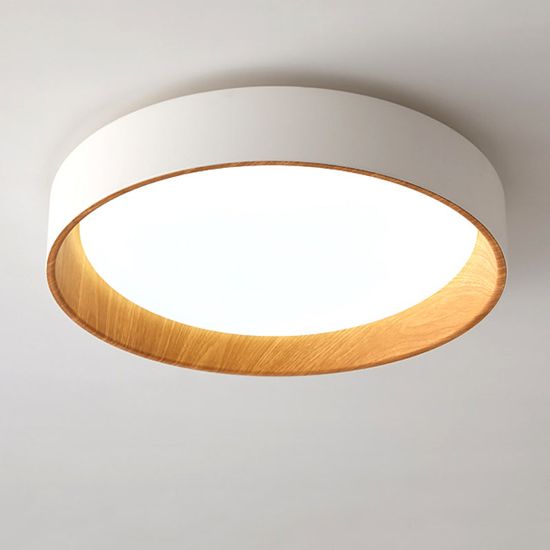 1 Light Round Flush Mount Lamp Modern Style Metal Flush Mount Fixture in White