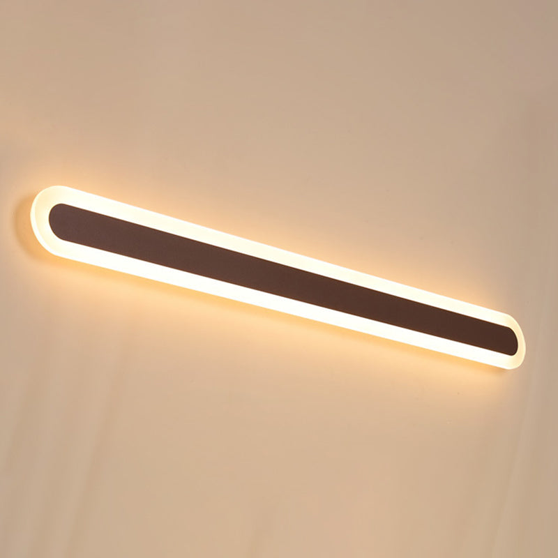 Linear Wall Light Fixture Modern Metal Single Light LED Mirror Light for Bathroom in Brown