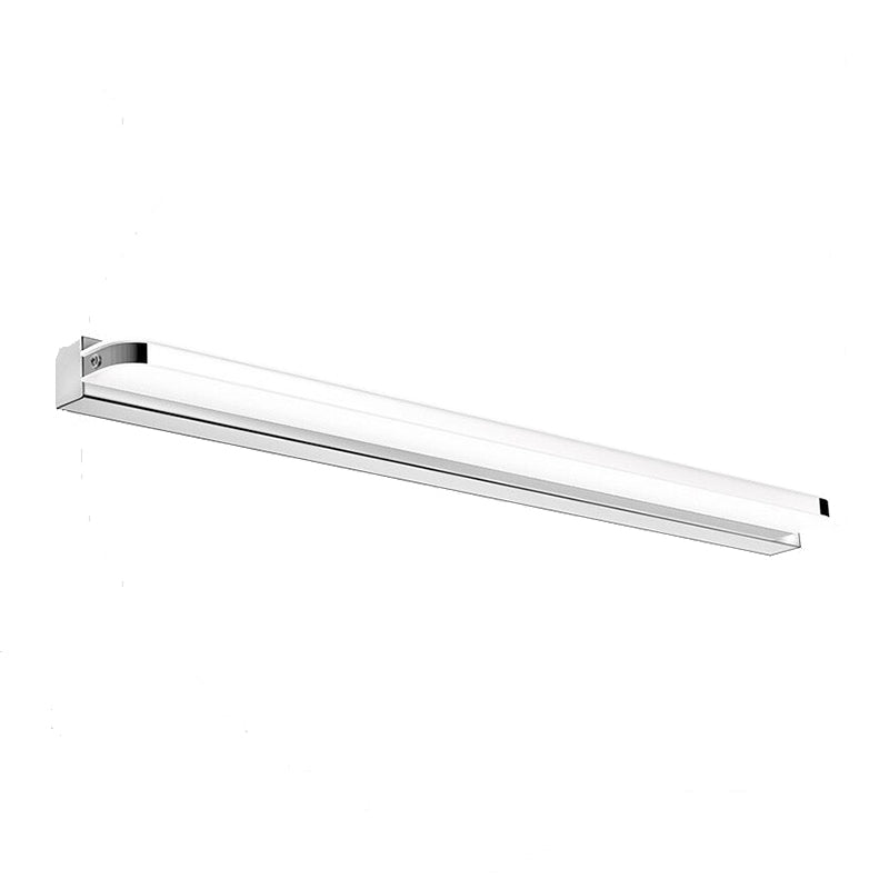 Linear Wall Light Fixture Modern Metal 1 Light LED Mirror Light for Bathroom in Silver