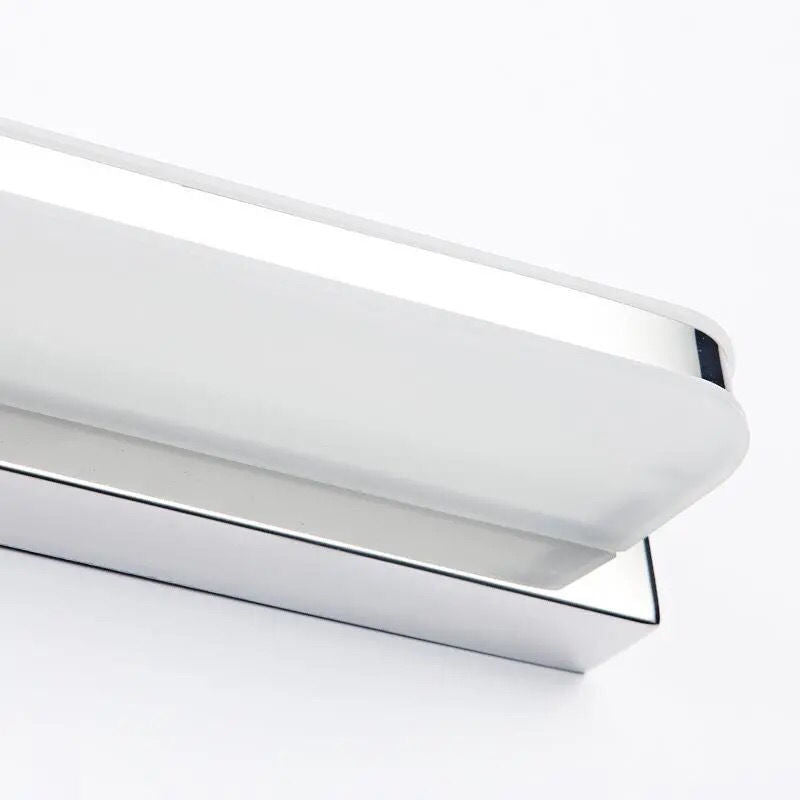 Linear Wall Light Fixture Modern Metal 1 Light LED Mirror Light for Bathroom in Silver