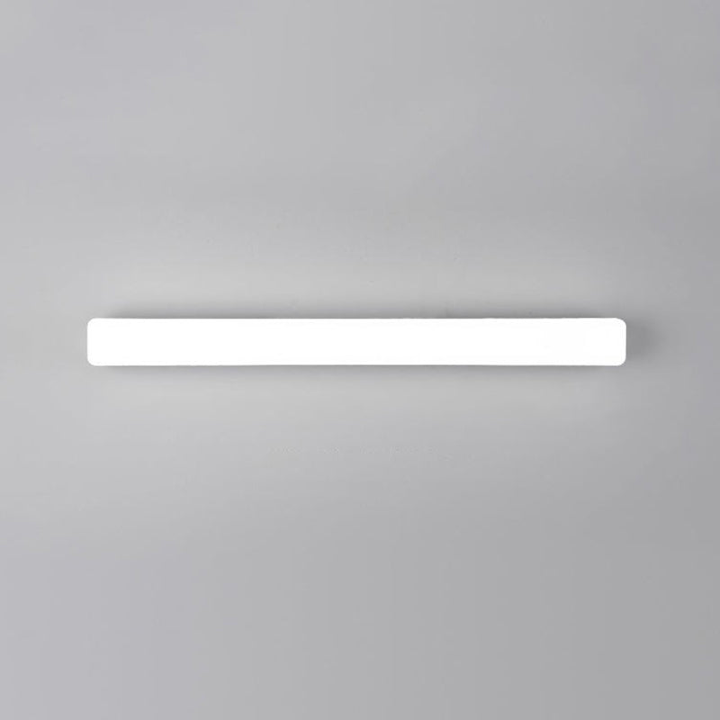 Linear Wall Light Fixture Modern Plastic 1 Light LED Mirror Light for Bathroom in White