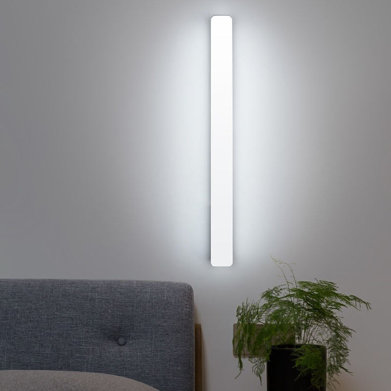 Linear Wall Light Fixture Modern Plastic 1 Light LED Mirror Light for Bathroom in White