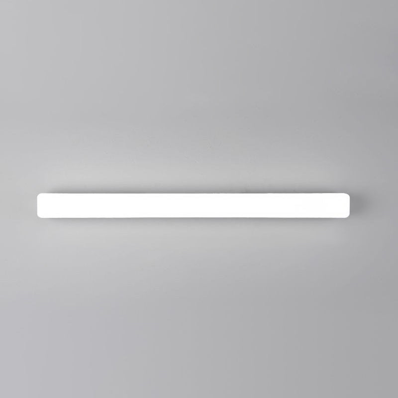 Linear Wall Light Fixture Modern Plastic 1 Light LED Mirror Light for Bathroom in White