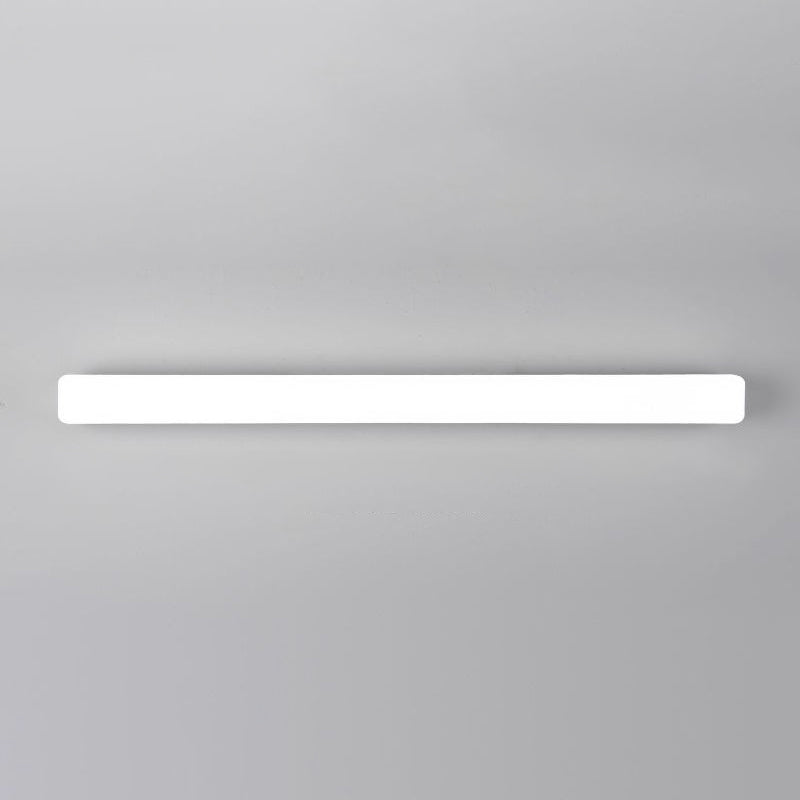 Linear Wall Light Fixture Modern Plastic 1 Light LED Mirror Light for Bathroom in White