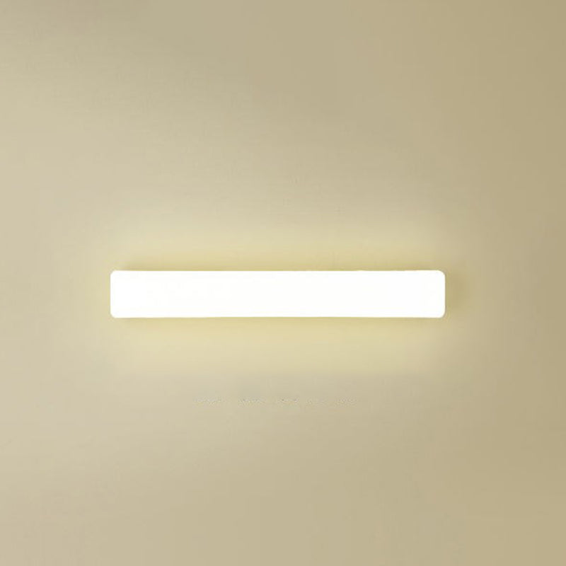 Linear Wall Light Fixture Modern Plastic 1 Light LED Mirror Light for Bathroom in White