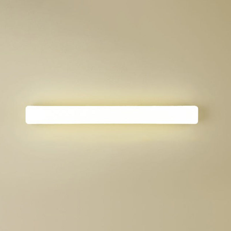 Linear Wall Light Fixture Modern Plastic 1 Light LED Mirror Light for Bathroom in White