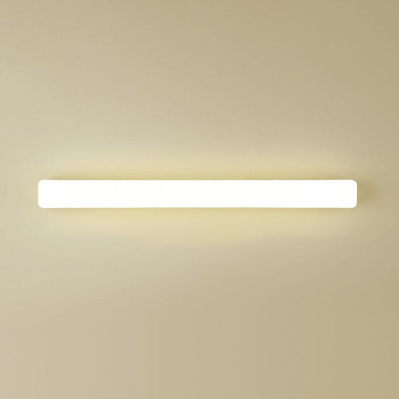 Linear Wall Light Fixture Modern Plastic 1 Light LED Mirror Light for Bathroom in White