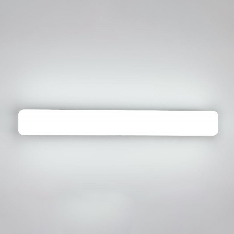 Linear Wall Light Fixture Modern Plastic 1 Light LED Mirror Light for Bathroom in White