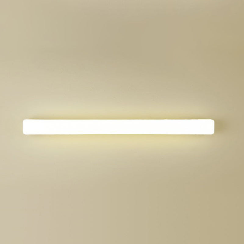 Linear Wall Light Fixture Modern Plastic 1 Light LED Mirror Light for Bathroom in White