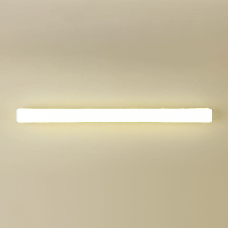 Linear Wall Light Fixture Modern Plastic 1 Light LED Mirror Light for Bathroom in White