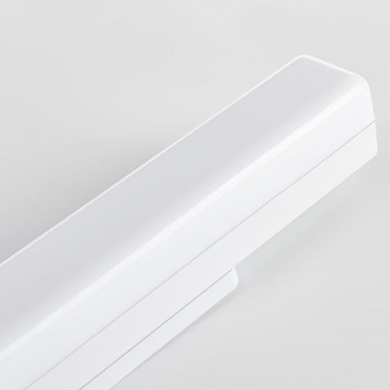 Linear Wall Light Fixture Modern Plastic 1 Light LED Mirror Light for Bathroom in White