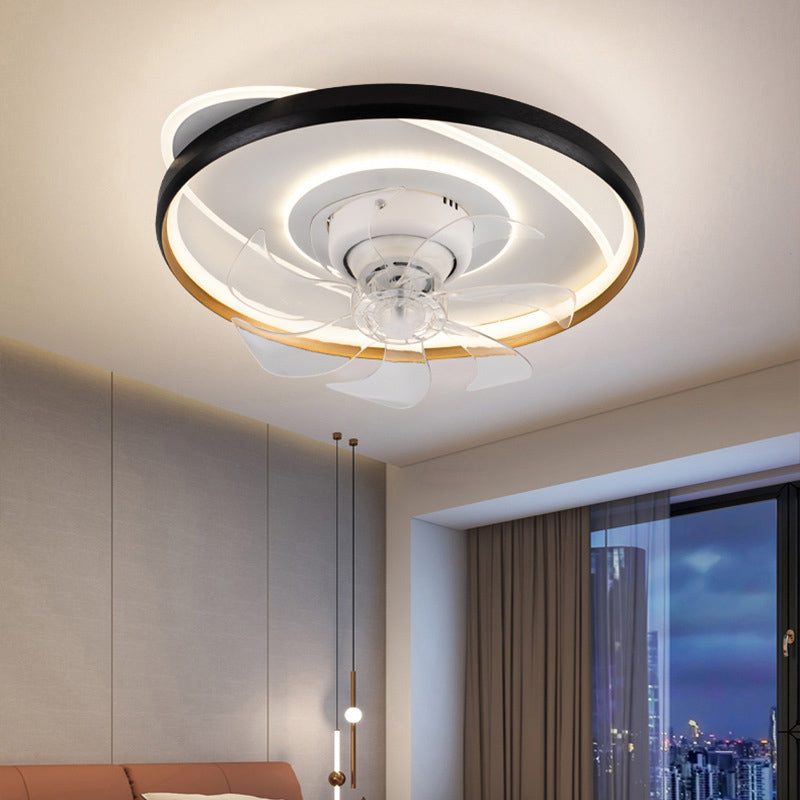 Round Ceiling Fan Light Modern LED Ceiling Mount Lamp with Acrylic Shade for Bedroom