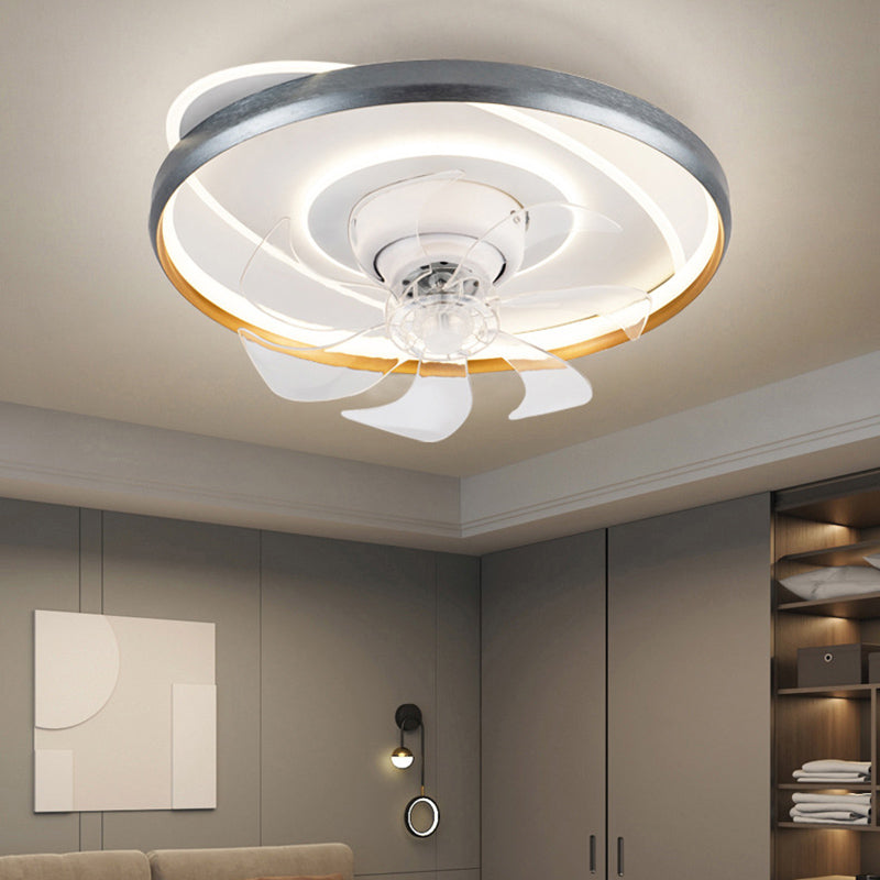 Round Ceiling Fan Light Modern LED Ceiling Mount Lamp with Acrylic Shade for Bedroom