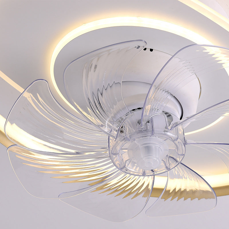 Round Ceiling Fan Light Modern LED Ceiling Mount Lamp with Acrylic Shade for Bedroom