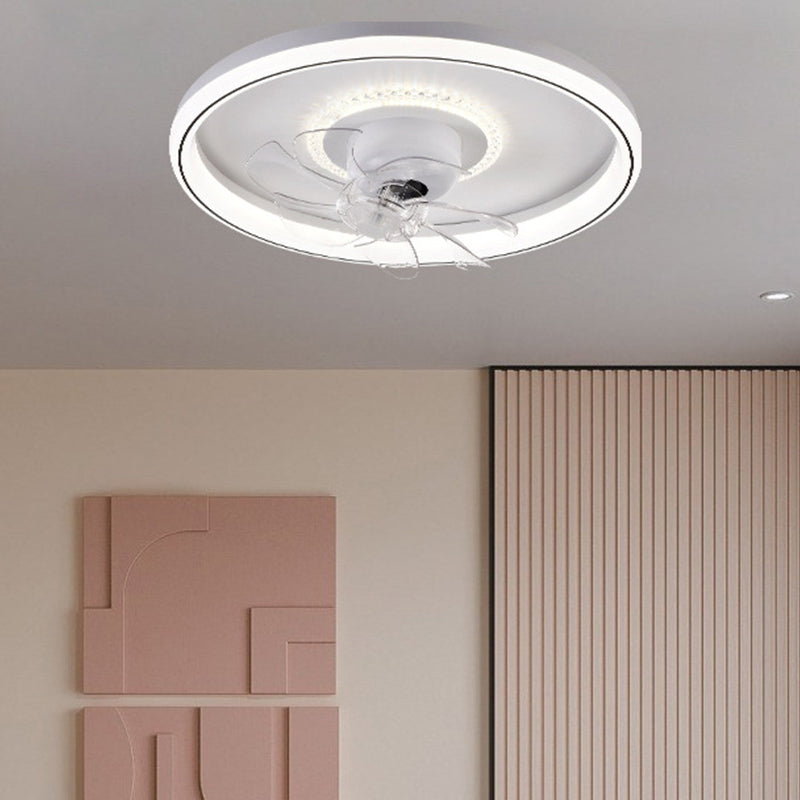 Round LED Ceiling Fan Light 1-Light Ceiling Mount Lamp with Acrylic Shade for Living Room