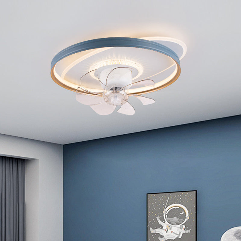 Round LED Ceiling Fan Light 1-Light Ceiling Mount Lamp with Acrylic Shade for Living Room