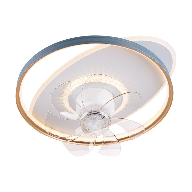 Round LED Ceiling Fan Light 1-Light Ceiling Mount Lamp with Acrylic Shade for Living Room